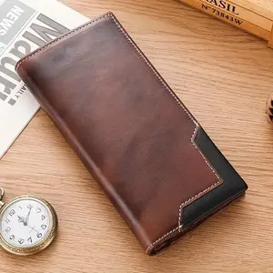 designer bags [1pc Men'S Genuine Leather Wallet] Men'S Genuine Top Layer Cowhide Leather Wallet, Casual Style, with Embroidery, Eyelet & Color Block Details, Polyester Lined, Large Capacity with Multiple Card Slots, for Durable Long Credit