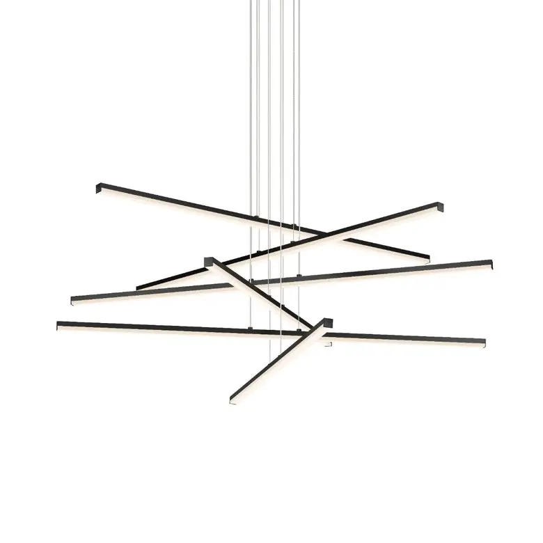 Stix LED Chandelier - 6-Armed Geometric Design with Customizable Angled Square LEDs