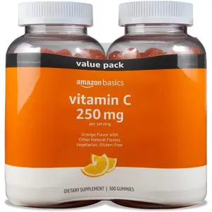 Amazon Basics Vitamin C 250 mg Gummies, Orange, 300 Count (2 Packs of 150), 2 per Serving (Previously Solimo)