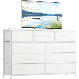 Garvee Dresser for Bedroom TV Stand for 55” TV, Entertainment Center with 10 Drawers, Storage Organizer Unit for Living Room, Closet, Entryway, Hallway