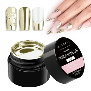 Makartt Chrome Gel Nail Polish, 8ml Metallic Gel Nail Polish, Gold 3D Metal Painting Gel for Nail Art Soak off UV/LED Glossy Mirror Effect Nail Glue Gel for Home Salon DIY Manicure Nail Care Cutics