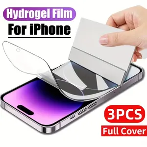 3 Pack HD Hydrogel Film For iPhone 17/17 Air/17 Pro/17 Pro Max/16E/16/15/14/Plus/13/12/Mini/11/XR/X/XS/XS MAX,Soft Screen Protector,Full Coverage,Anti-Scratch,Anti-Fingerprint,Dynamic Island Compatible,Bubble-Free Application