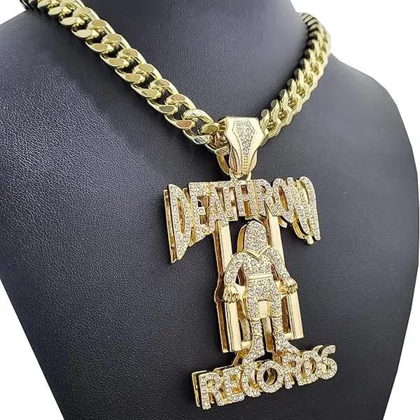 MaxBling81 Men's Chunky Iced Out Rapper Charm Pendant Necklace, 10mm Cuban Links Chain, 18"-30" Long Casual Unisex Costume Jewelry Accessory for Daily Hip Hop Fashion
