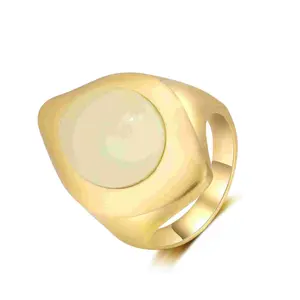 MYTYS Luxury Look Elegant Statement Ring Sophisticated Cream Stone Design Jewelry Stylish Chunky Accessory for Formal & Casual Occasions Chic Gift