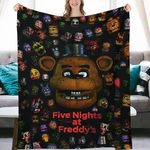 Custom Five Horror Nights Video Game Freddy's Blanket, Flannel Halloween Blanket and Blanket for Bed, Easy Care Air Conditioner Blanket 50" x 60"