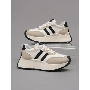 Women's Fashionable Lace Up Platform Sneakers, Casual Breathable Comfortable Sports Running Shoes, All-match Round Toe Chunky Sneakers for Daily Life, Girl