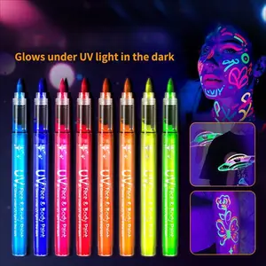 8 Colors Fluorescent Art Markers, Graffiti Pens for Canvas, Wood, Glass. DIY Art Painting & Holiday Party Drawing Markers. Professional Art Supplies, Student Stationery Glitter Highlighters, High Capacity Colored Markers for Writing & Drawing.