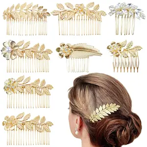 8 Pcs Bridal Metal Decorative Hair Comb Clips Leaf Hair Side Combs Vintage Wedding Headpiece Decorative Hair Accessories Fashion Accessories