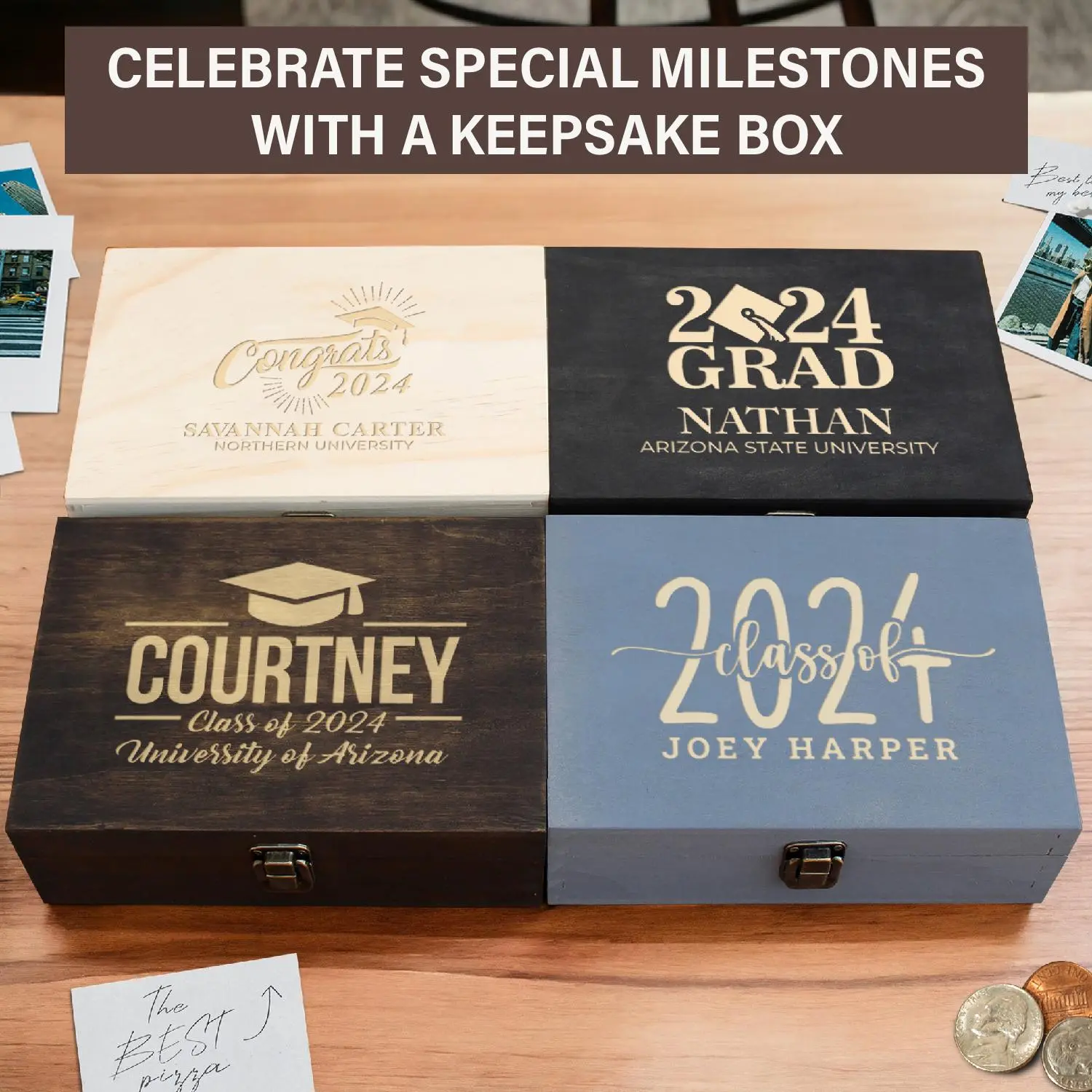 Graduation Memory Box, Personalized Gift Box, Graduation Gift Ideas, Keepsake Time Capsule, Graduation Gift for Her, Him #Graduation Box #Keepsake Box #Gift Ideas -ADD PERSONALIZATION IN THE NOTES to the seller when you checkout
