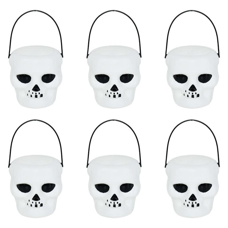 6count Mini Halloween Candy Bucket Pot Witch Skeleton Cauldron Holder Jar Trick Or Treat Halloween Party Decoration Props Kids Toy