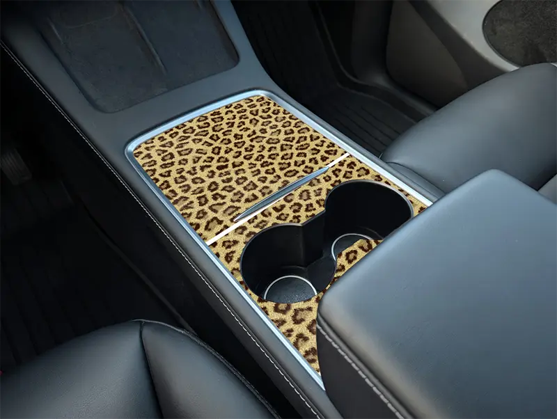Tesla Model Y Center Console Jaguar Wrap Kit (2021-2025) - Interior Stickers, Perfect Fit, DIY Upgrade, Eliminates Glare and Fingerprints, Guards Against Scratches and Scuffs