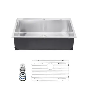 33" Kitchen Sink Top Mount Single Bowl Drop-In Basin Stainless Steel Bar 33" Kitchen Sink Top Mount Single Bowl Drop-In Basin Stainless Steel Bar