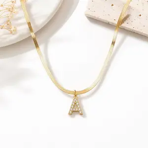 Gold Initial Necklace for Women | Personalized Letter Pendant on Dainty Snake Chain | A–Z Minimalist Jewelry Gift for Her