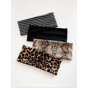 Boho Style Printed Hair Band Ethnic Leopard Floral Butterfly Pattern Headband Fashion Hair Accessory for Women Girls Daily Wear Festival Outfit Styling