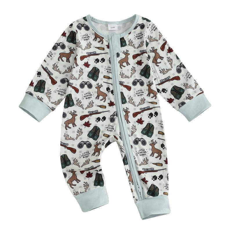 Western Hunting Baby Clothes Newborn Mallard Duck Pajamams Romper Bodysuit Infant Long Sleeve Fishing Zipper Jumpsuit Fall Winter Outfit