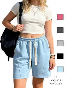 Women Oversize Bermuda Shorts Knee Length Loose Comfy Shorts with Pockets Summer Minimalist Womenswear Basic Baggy Joggers Bottom