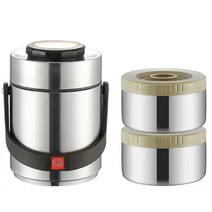1.5L Insulated Stainless Steel Bento Lunch Box - 2-Tier Stackable, Durable, Leakproof, Portable Lidded Tableware, Thermal Food Container for Office, Travel (Silver) | Insulated Lunch Boxes, Durable Lunch Box