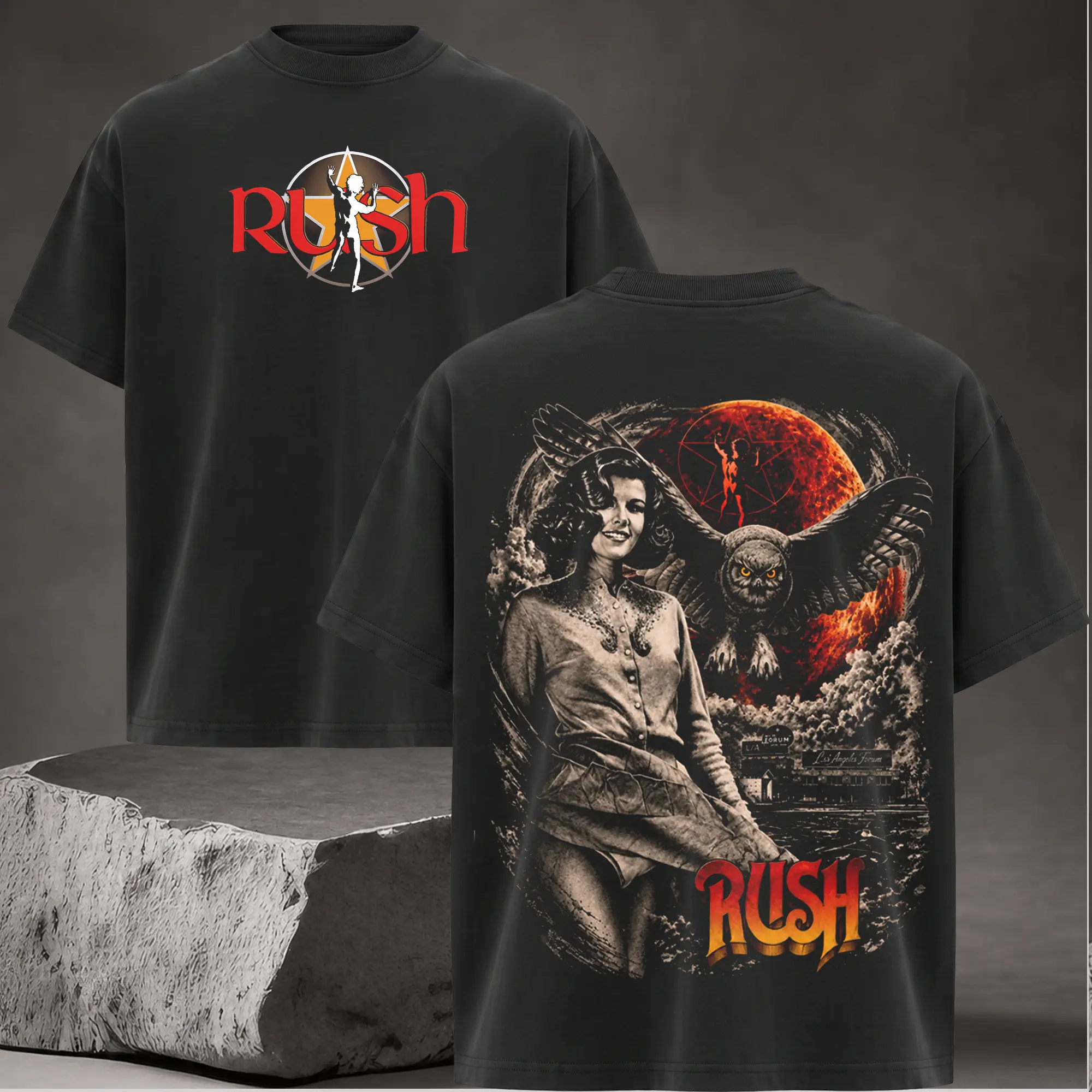 Rush "Fifty-Something" Anniversary Graphic T-Shirt, Vintage Band Shirts Casual Fabric Fit Top , Top Men's and Women's Clothing outdoorfun Menswear