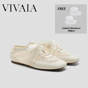 VIVAIA Satin Square-Toe Ballerina Sneakers, Lace-Up Ballet Flats with 2 Laces Sneakerina,Wide Feet Friendly Ballet Flats, Suede-Like Integrated Insole Machine Washable, Lightweight, Wedding flats, Wedding shoes Ballet Sneakers, Tennis shoes(Cristina)