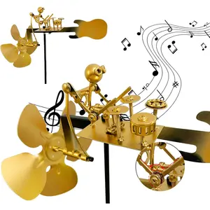 Garden Rock Band Windmill, HHandmade Metal Drummer Windmill, Rock Art Sculptures, Wind-Powered Kinetic Figurines, Wind Spinners for Garden Yard Lawn Patio Decor, Unique Drummer Statue Gift for Music Lovers