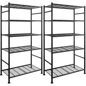 Storage Racks - 2 Pack, 5-Tier Freestanding Steel Shelving Units with Reinforced Frame, Adjustable Garage Organization Shelves for Warehouse, Basement, Workshop, 33.5" x 12.6" x 72", Black