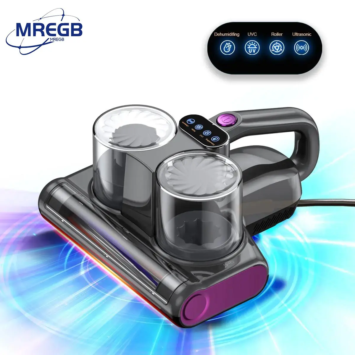 MREGB 6-in-1 Lightweight Handheld Mattress Mite Remover Vacuum Cleaner, 380W Motor, 16KPa Strong Suction, UV-C Light, LED Display, for Pet Hair & Carpets - Home Cleaning Vacuums, Cleaning Supplies And Tools, Housekeeping Cleaning Supplies summerwins,summe