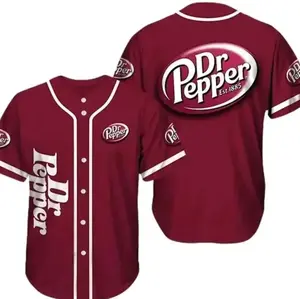 Dr Pepper Baseball Jersey, Trendy Back to School Shirt, Unisex Soda Lover Streetwear, Vintage Soft Drink Fan Top