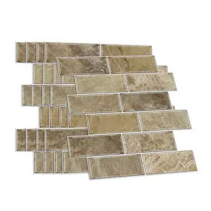 2D Flat Light Brown Marble Texture Self-Adhesive Wall Stickers Easy to Cut Install for Kitchen Enthusiasts Renters Living Rooms Kitchens 20pcs