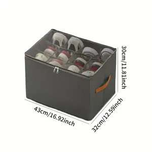 1 Foldable Oxford Cloth Shoe Box with Lid - Dust Storage Box for Shoes, Clothing and Accessories, Multifunctional Home Finishing Solution