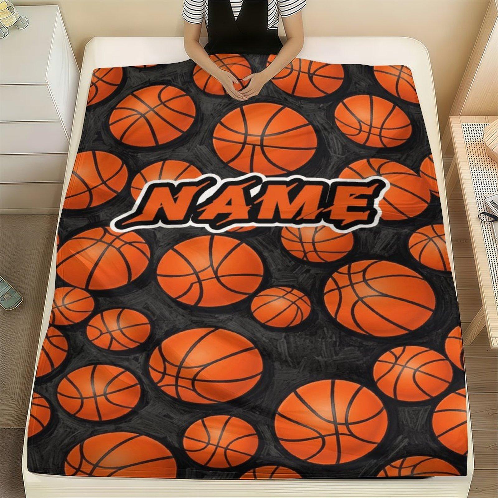 Custom Name Basketball  Themed Blanket ,Personalized Name Gift ,Suit for The Sofa, Bed, Travel, Camping, Living Room, Office, Chair，Gifts for Family or Child  ,Friend , Send your custom text via shop chat to personalize
