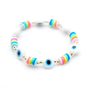 Shmart Vacation Vibes Soft Ceramic Evil Eye Handmade Eco-friendly Beaded Bracelet