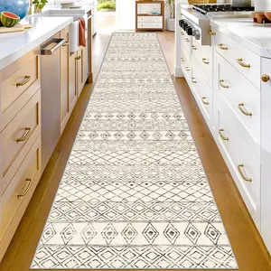 Moroccan Style Diamond Geometric Rug, Non-Slip Easy Clean, Perfect for Hallway Entryway Bedroom Balcony