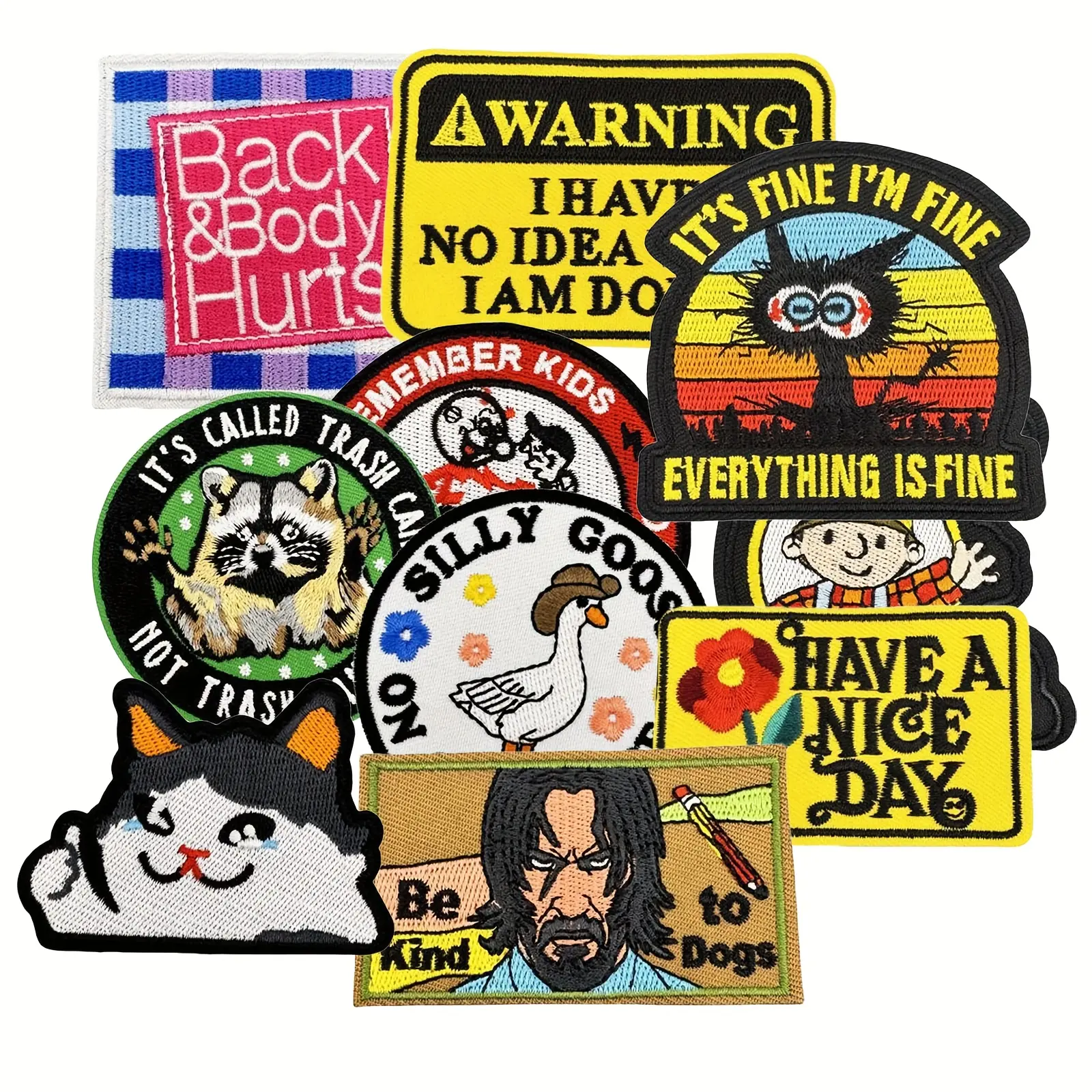 10pcs Tactical Quotes Humor Embroidered Badges for Clothes Sarcastic Meme Hook and Loop Patches, Applique for Shirts, Trucker Hats, Jeans, Jackets, Bags, Gear, Clothing Embellishment, Meme Patches, Novelty Patches, Quote Patches, Highquality Stitching