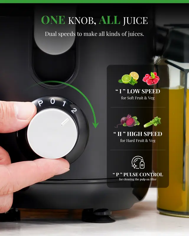 800/1200/1300 W+2.5/3/ 3.2 inch Feed Chute Juicer with Titanium Enhanced Cut Disc,Dual Speeds Centrifugal Extractor Machines for Fruits,Veggies 4