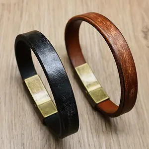 Stylish Glossy Leather Men's Vintage-Inspired Bracelet | Adjustable