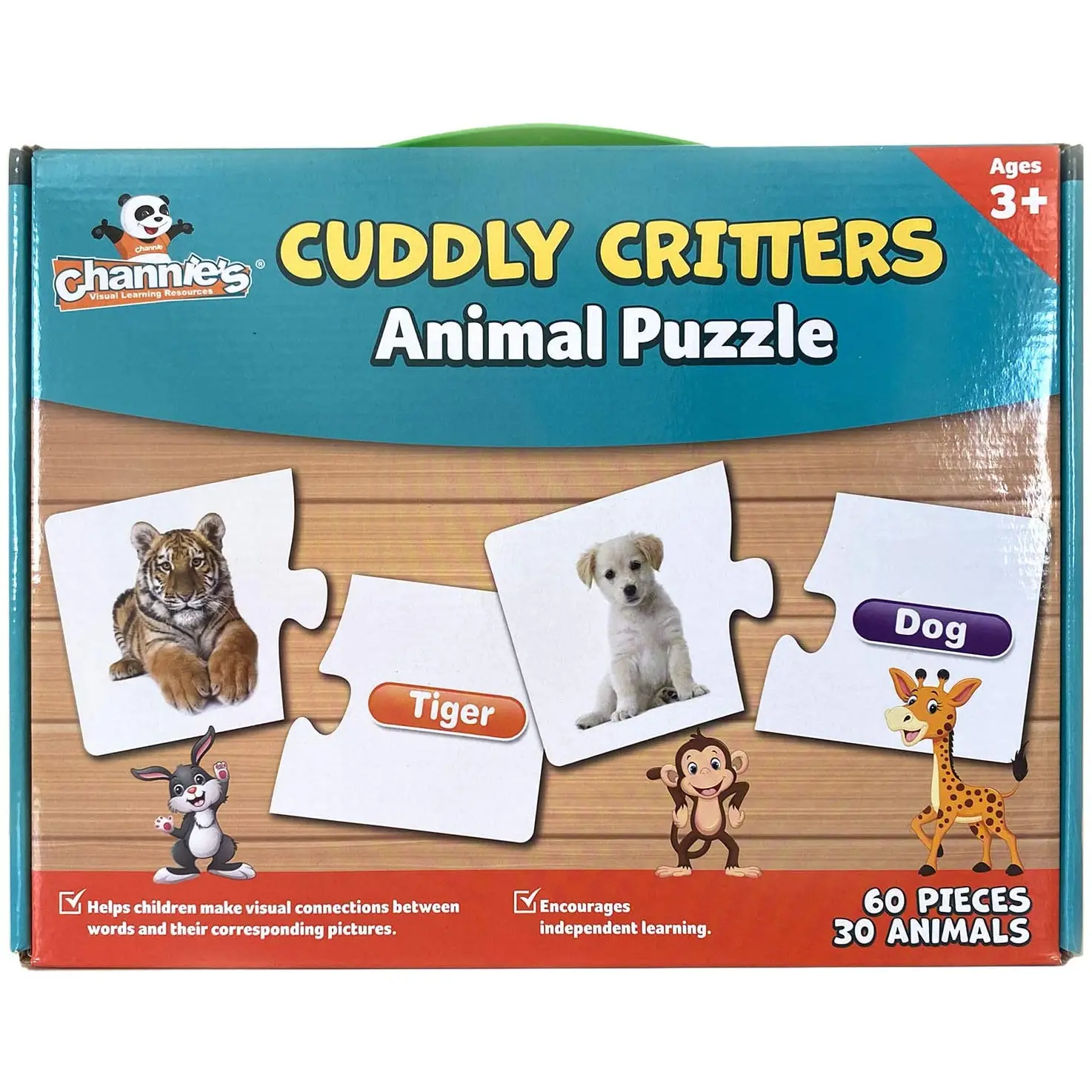 Channie's Cuddly Critters Animal Puzzle - Beginner-Friendly, 60 Pieces, 30 Animal Illustrations, 3.5x3.5 in, for 3-4 Years Old Kids, 3.5 X 3.5
