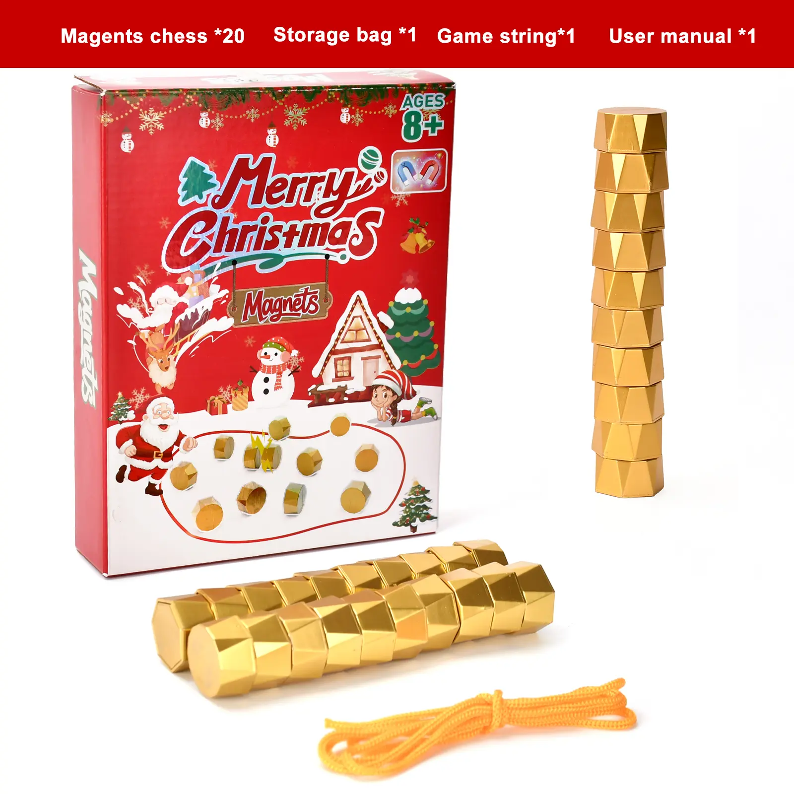 Magnetic Chess Game, Magnetic Game with Rope, Two Player Magnetic Party Travel Fun Game, Tabletop Magnetic Strategy Family Party Game