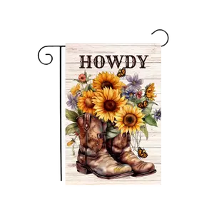 "Howdy" Cowboy Boots and Sunflowers Garden Flag 12.5”x18"