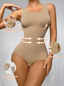 Tummy Control Bodysuit Shapewear - Ribbed Compression Tank Top, High Compression Shaper, Slimming Smooth Seamless Body Shaper with 3-Row Hook Closure for Hourglass Figure & Everyday Wear, Underwear, Fit, Womenswear