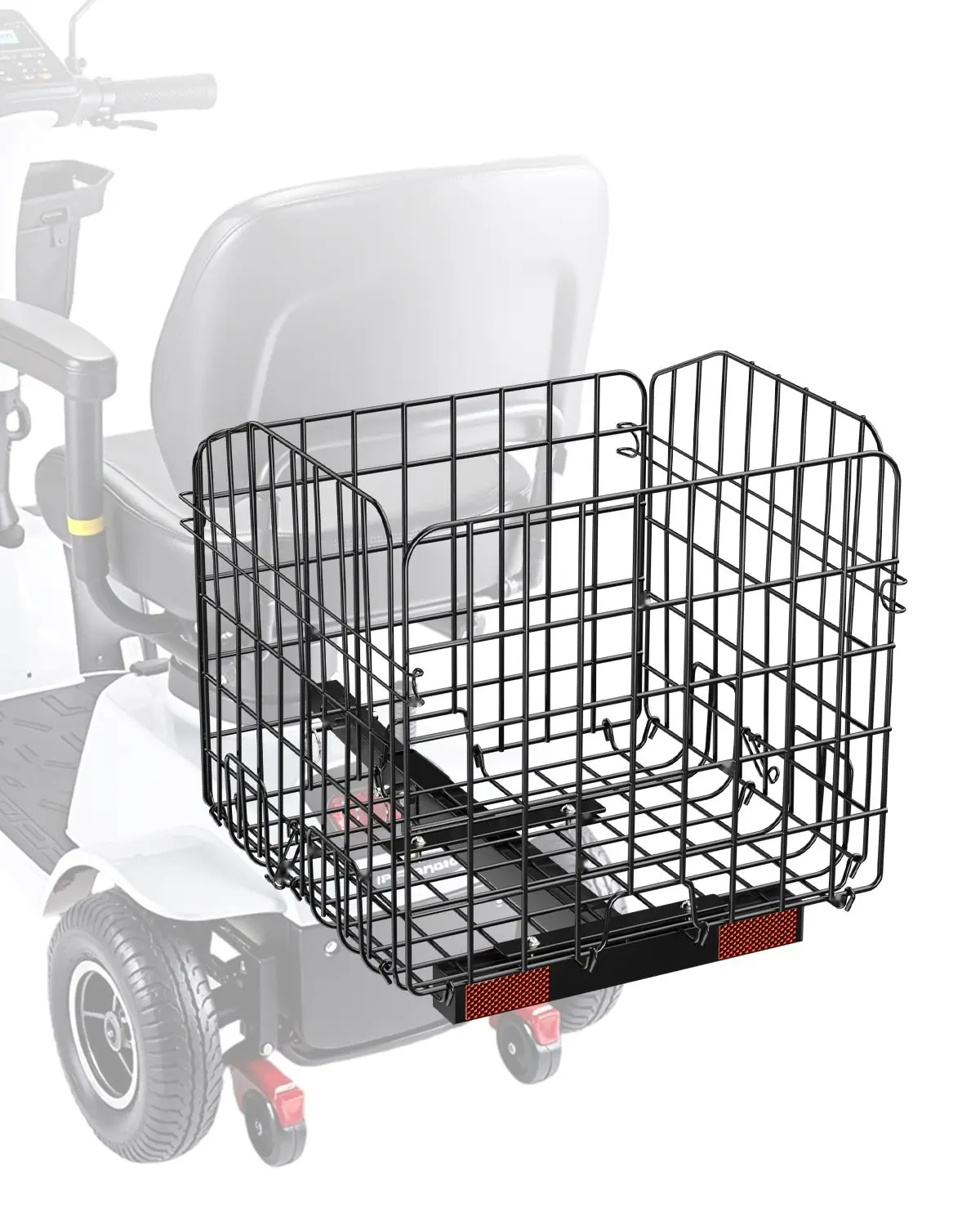 Rear Basket For Scooter, Folding Basket With 1-Inch Receiver Mount, Universal Fit Storage Rack For Pride Mobility Scooter, Easy To Install, Weather Resistant, Durable Steel Frame And Plastic Basket, Ideal For Accessories