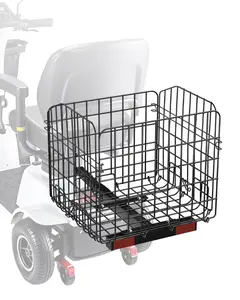 Rear Basket For Scooter, Folding Basket With 1-Inch Receiver Mount, Universal Fit Storage Rack For Pride Mobility Scooter, Easy To Install, Weather Resistant, Durable Steel Frame And Plastic Basket, Ideal For Accessories