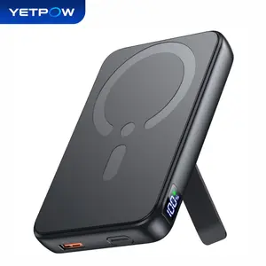 YETPOW Magnetic Portable Charger (12000mAh) - Slim MagSafe Smartphone Power Bank, 20W USB-C PD Fast Charging, LED Display, Foldable Stand, Mobile Accessories for iPhone 17/16/15/14/13/12 Pro/Pro Max, W16 Summerwins, USBC Power Bank