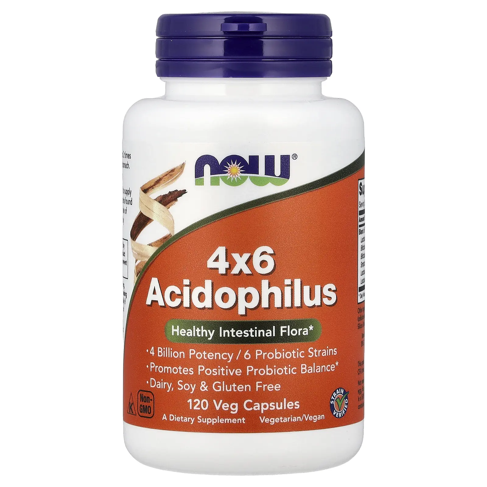 NOW Foods 4x6 Acidophilus, 120 Veg Capsules