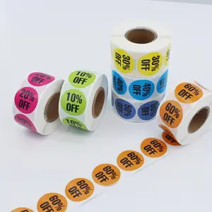 Bright 1 Inch Discount Price Stickers, 6 Rolls/3000 Sheets, Multi-Colored Paper Labels, Ideal for Retail and Promotions