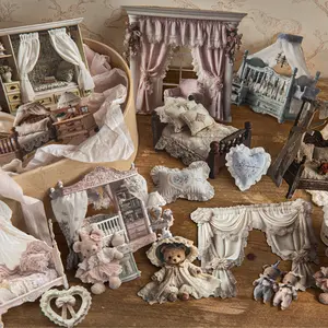 15 Sheets/bag Sticker Pack, Cowhide Paper Material, Scrapbook Materials, Rococo Sweet Dream House Theme Stationery Decorative Stickers