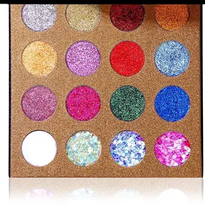 Glitter Eyeshadow Palette - Professional 16 Colors - Chunky & Fine Pressed Glitter Eye Shadow Powder Makeup Pallet Highly Pigmented Ultra Shimmer for Face Body