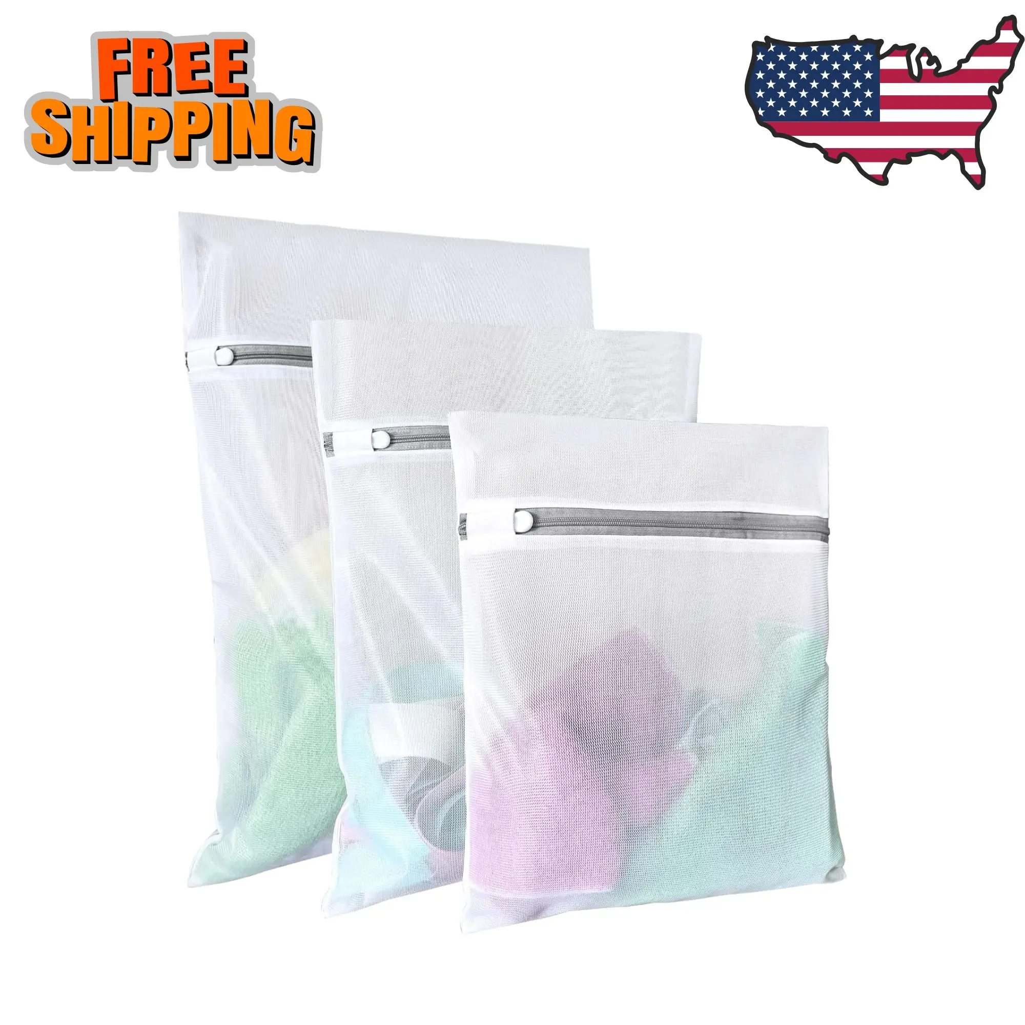 Lingerie Bags for Washing Delicates, Fine Mesh, 3Pcs (1 Large,1 Medium,1 Small)