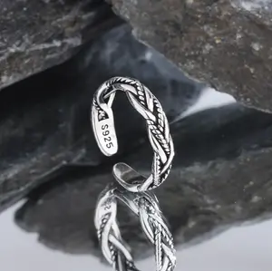 R248- 925 Sterling Silver Braided Twist Cuff  Ring!  UNISEX RING!