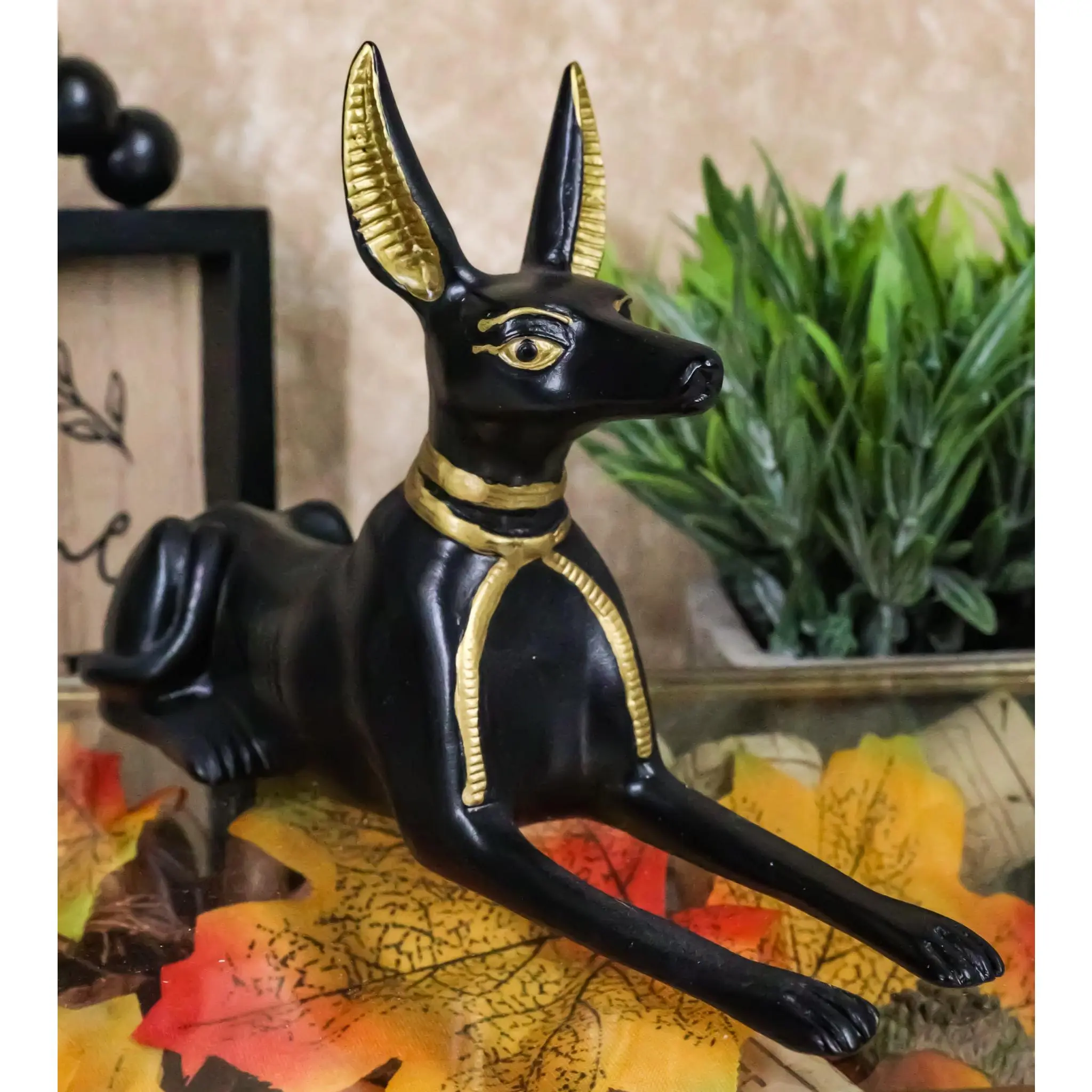 Egyptian Deity of Mummification Afterlife God Anubis In Dog Jackal Form Figurine