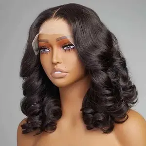 Short Bob Wig 100% Human Hair Loose Wave 13x4 Lace Front Wigs Body Wave HD Lace Closure for Black Women Natural Color 150% Density Soft Clean Healthy Hair End